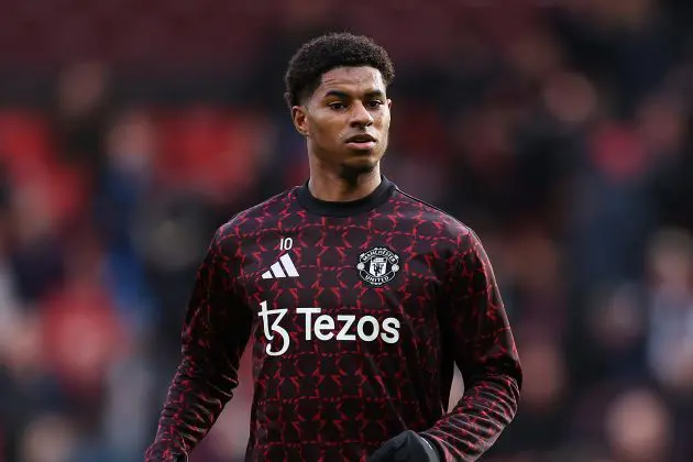 Marcus Rashford of Manchester United warms up