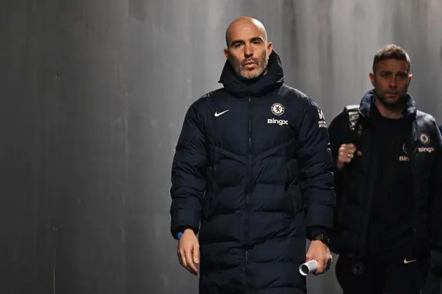Enzo Maresca, manager of Chelsea, arrives at the stadium