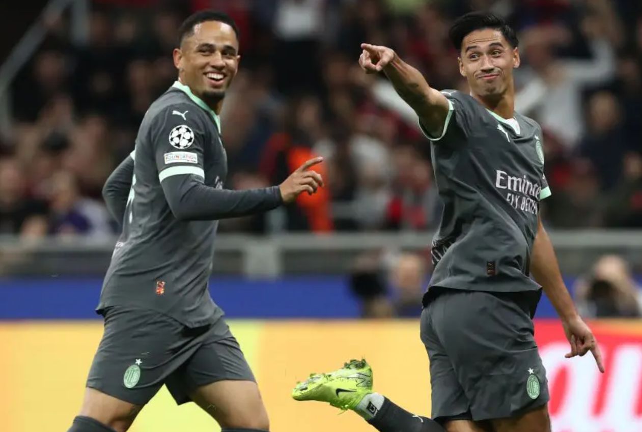 Noah Okafor of AC Milan celebrating