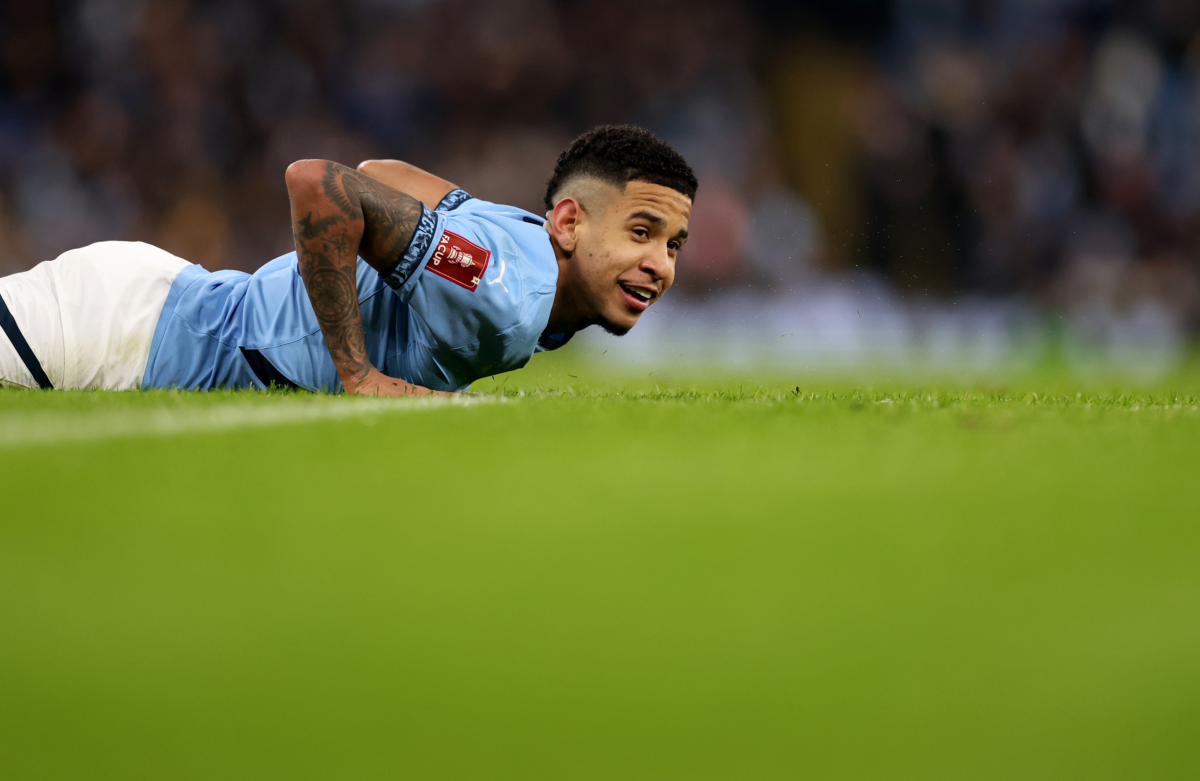 Savinho of Manchester City during the Emirates FA Cup Third Round match against Salford City