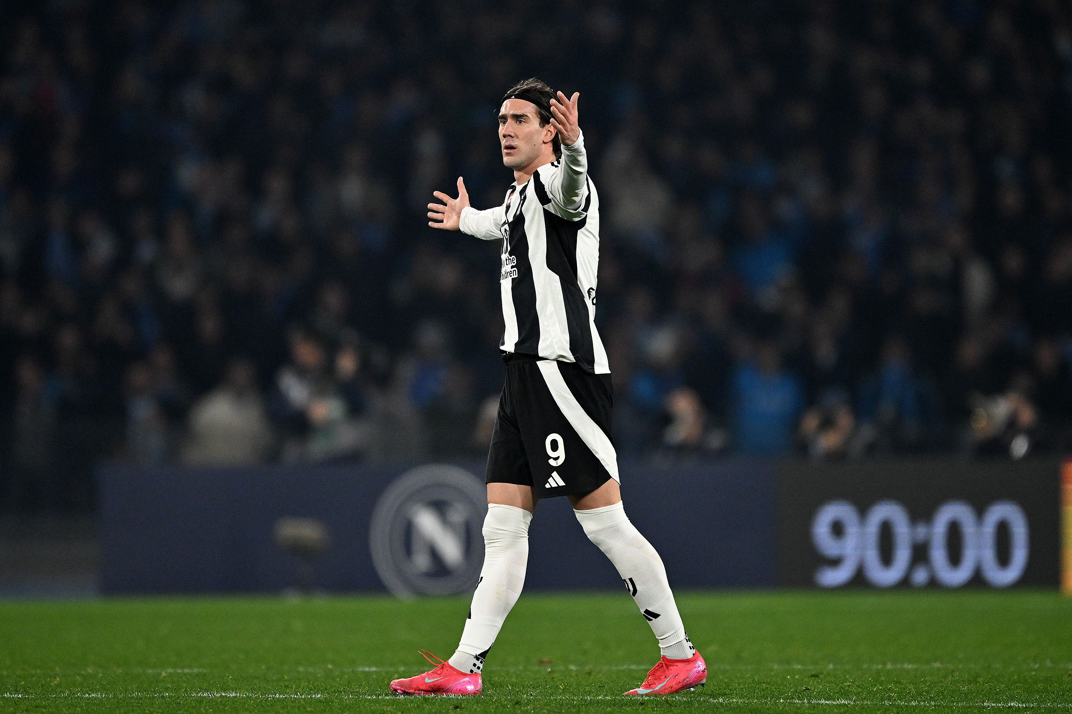 Juventus Dusan Vlahovic during the match in the first division against Napoli. 