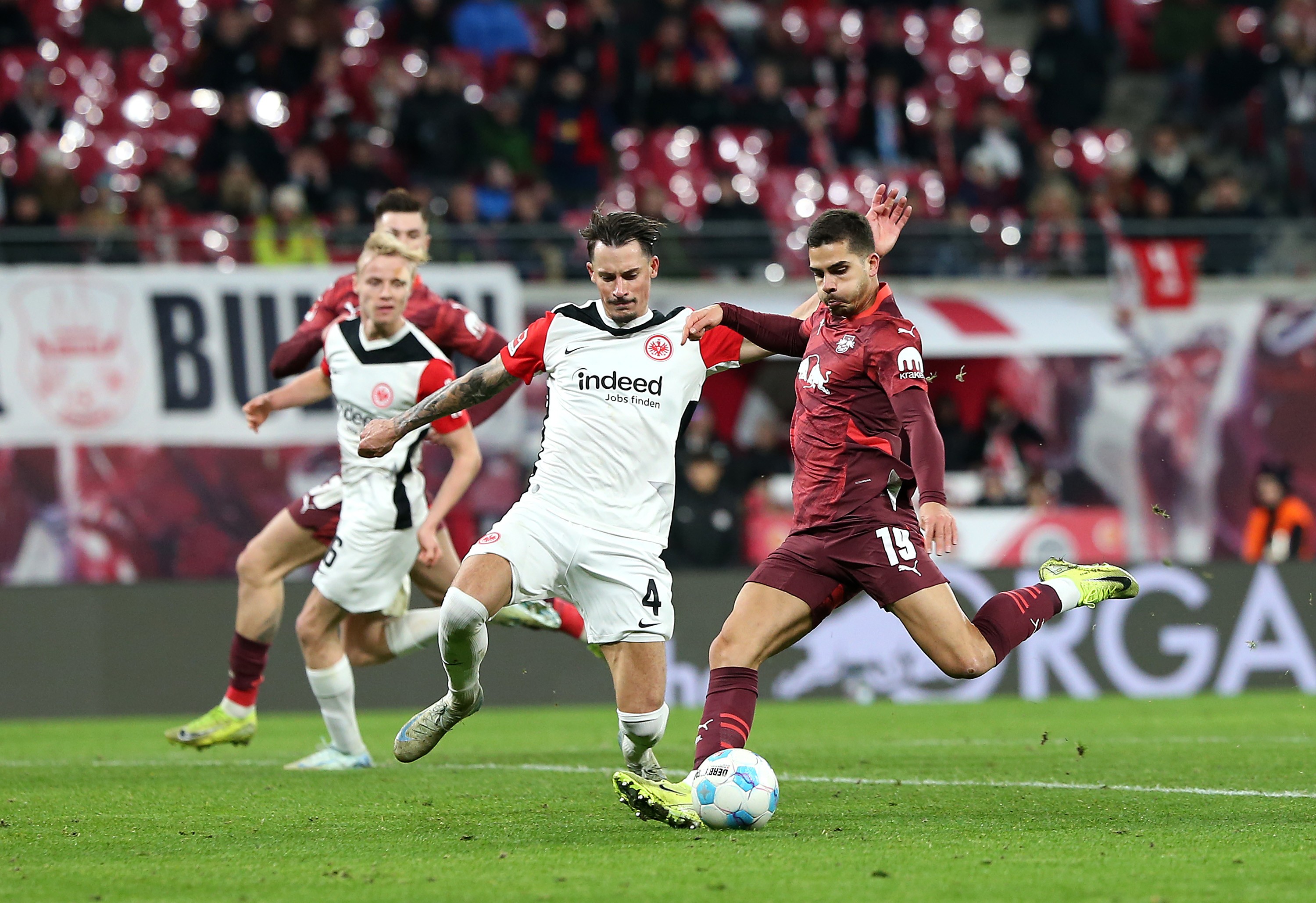 Andre Silva of RB Leipzig shoots the ball