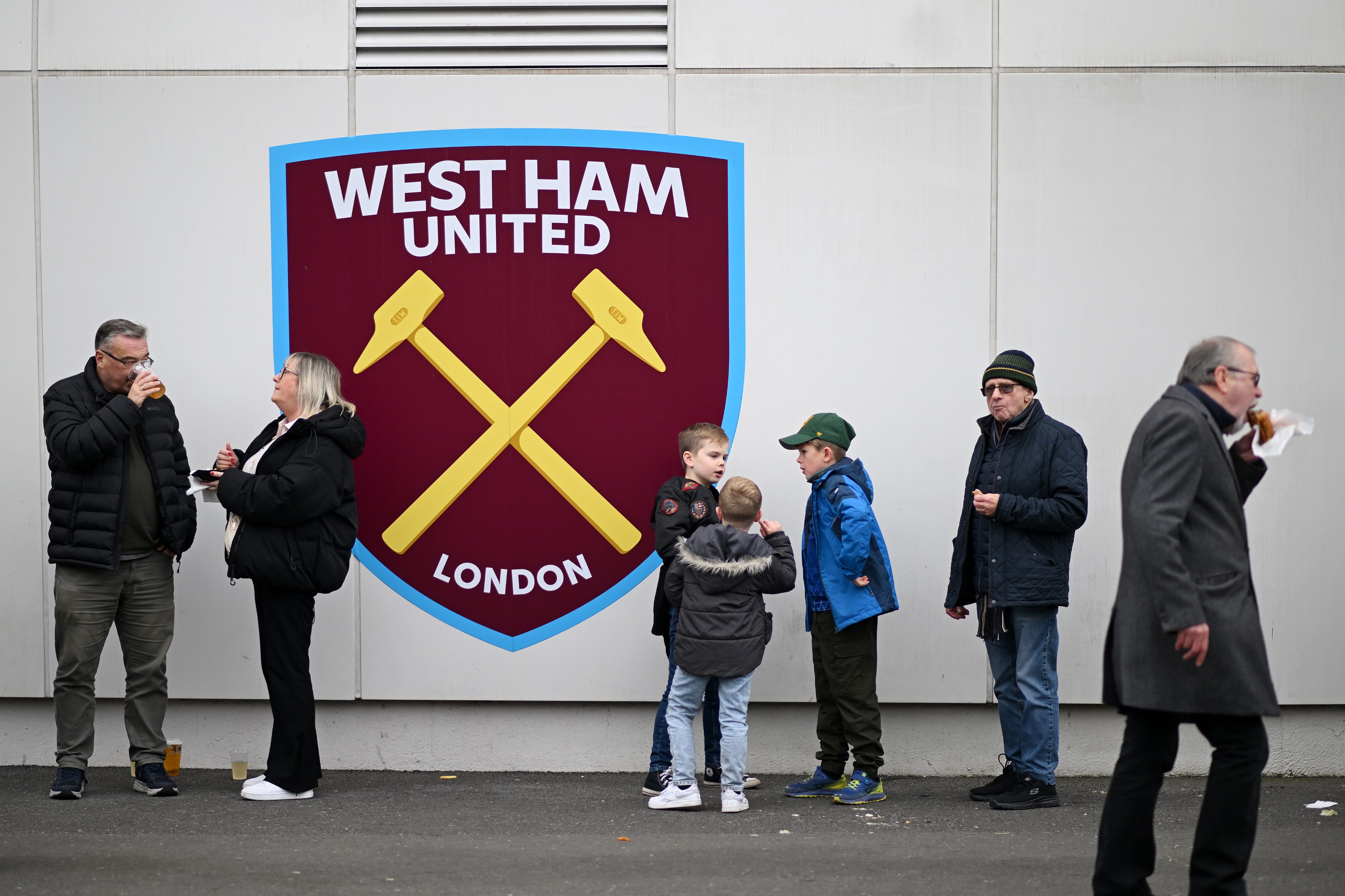 General view outside the stadium as fans arrive prior to the Premier League match between West Ham United and Everton