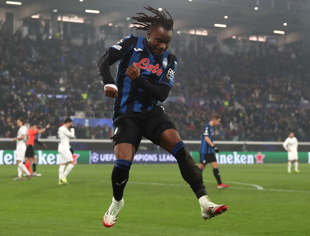 Ademola Lookman celebrates a goal for Atalanta