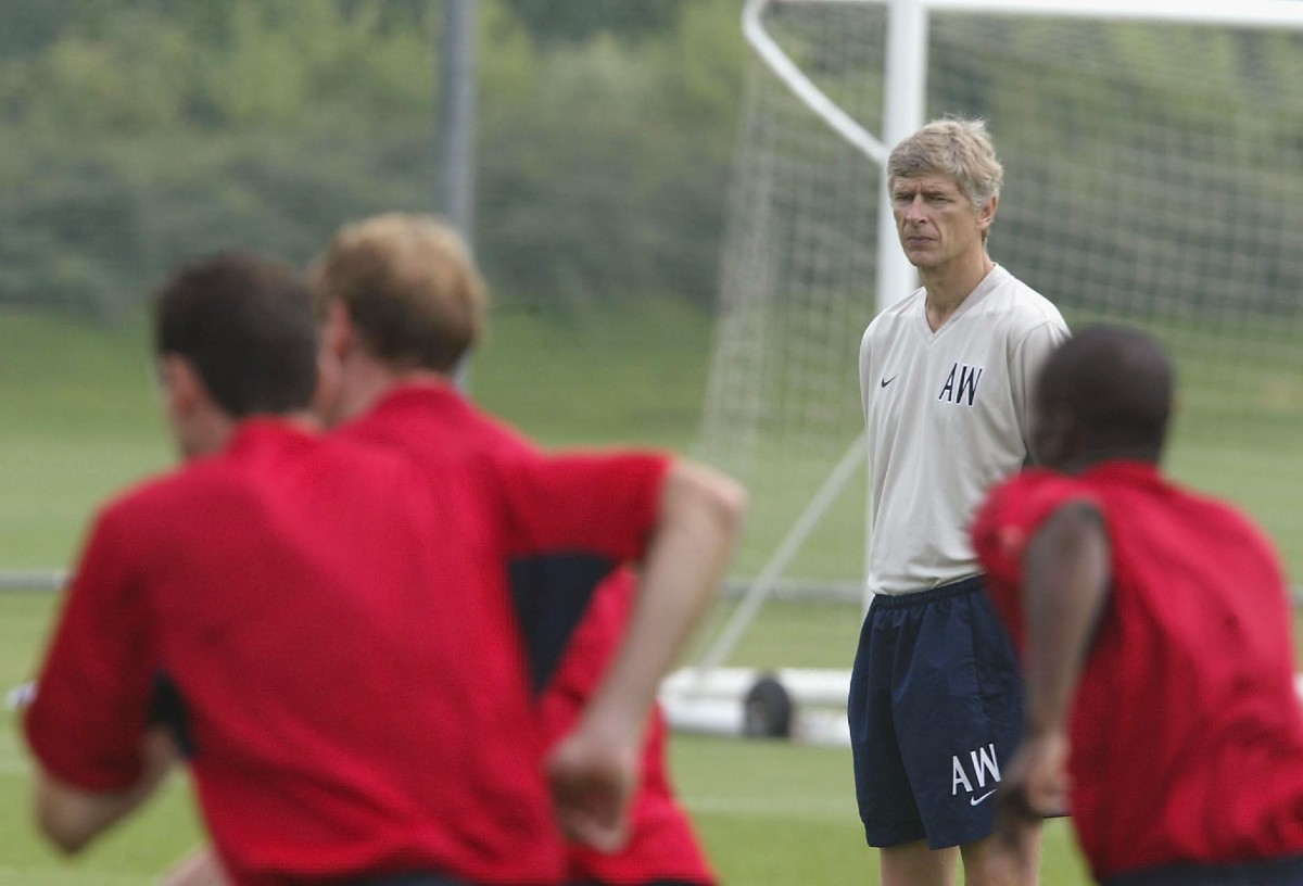 Arsene Wenger during an Arsenal training session