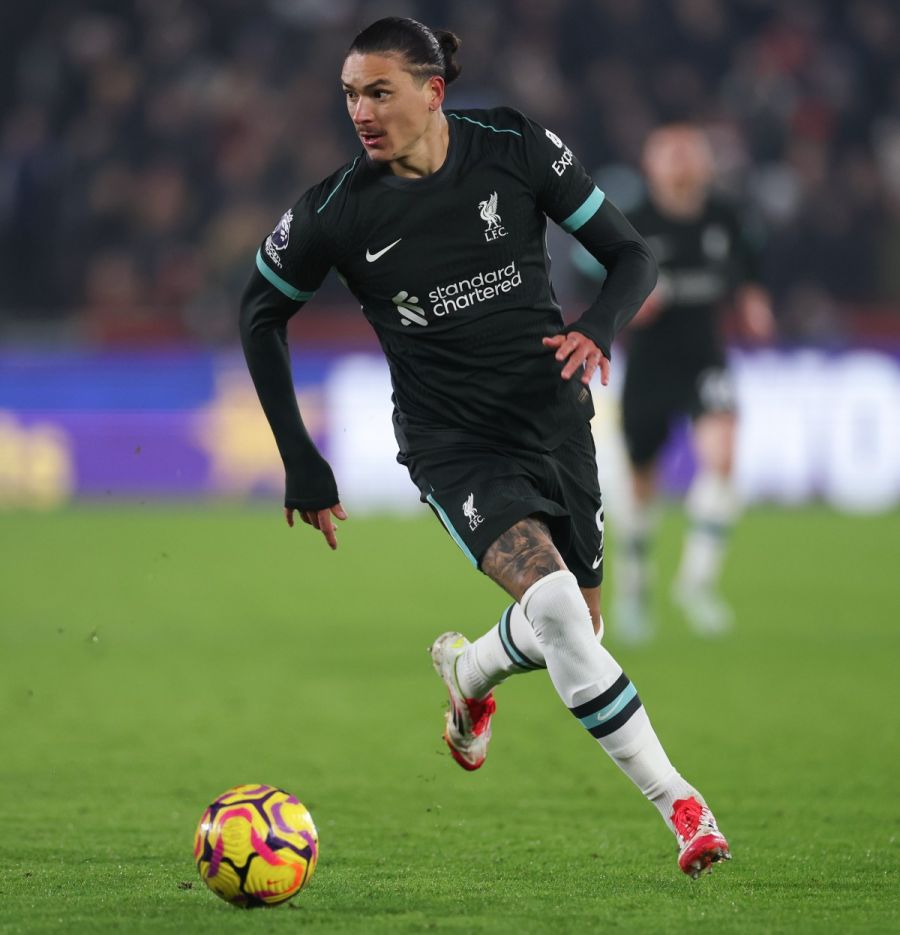 Darwin Nunez in action for Liverpool against Brentford