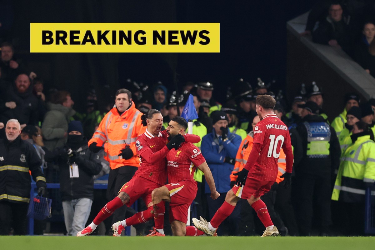 Darwin Nunez celebrates during Liverpool's draw with Everton