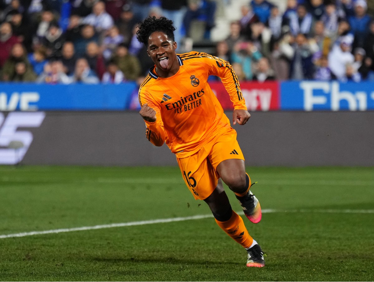 Endrick celebrates a goal for Real Madrid