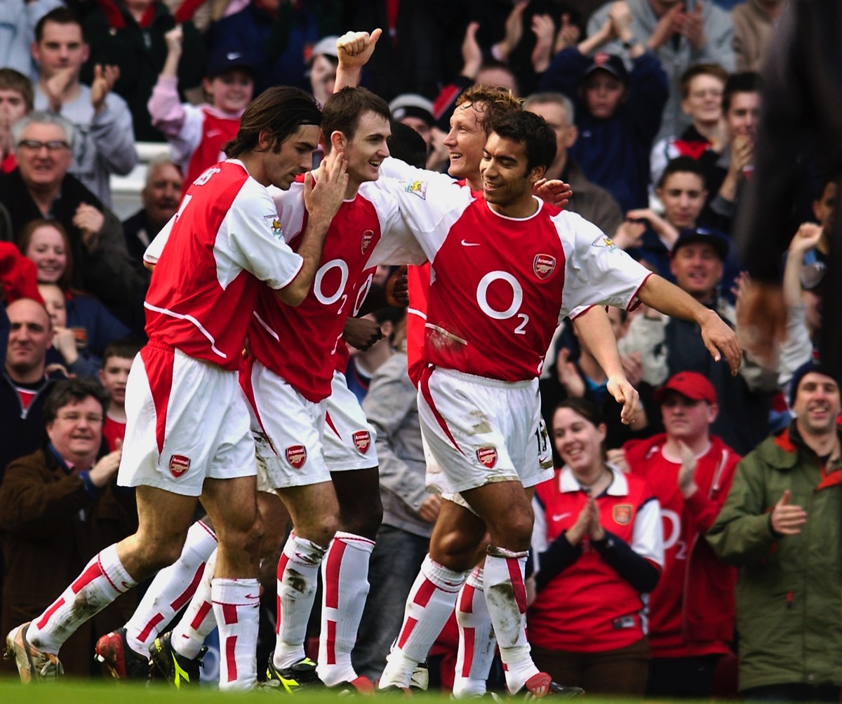 Francis Jeffers celebrates a goal for Arsenal