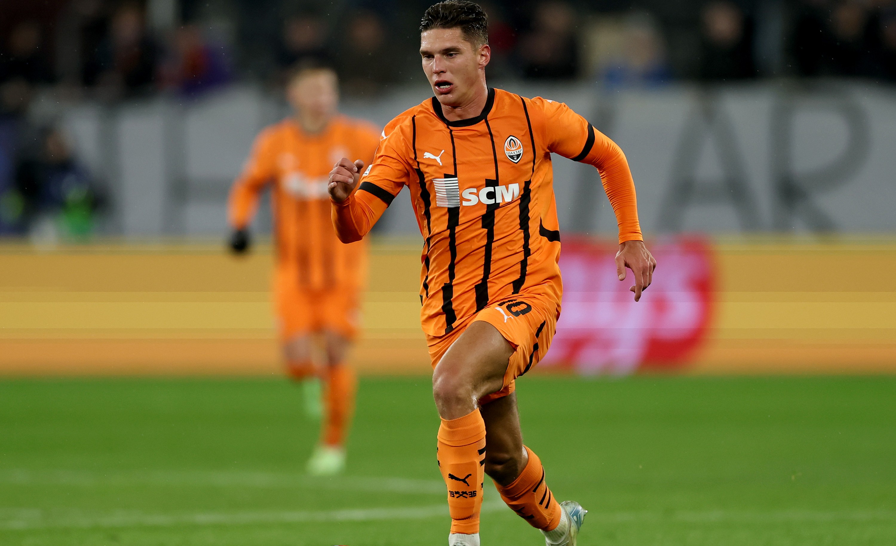 Heorhii Sudakov of FC Shakhtar Donetsk runs with the ball