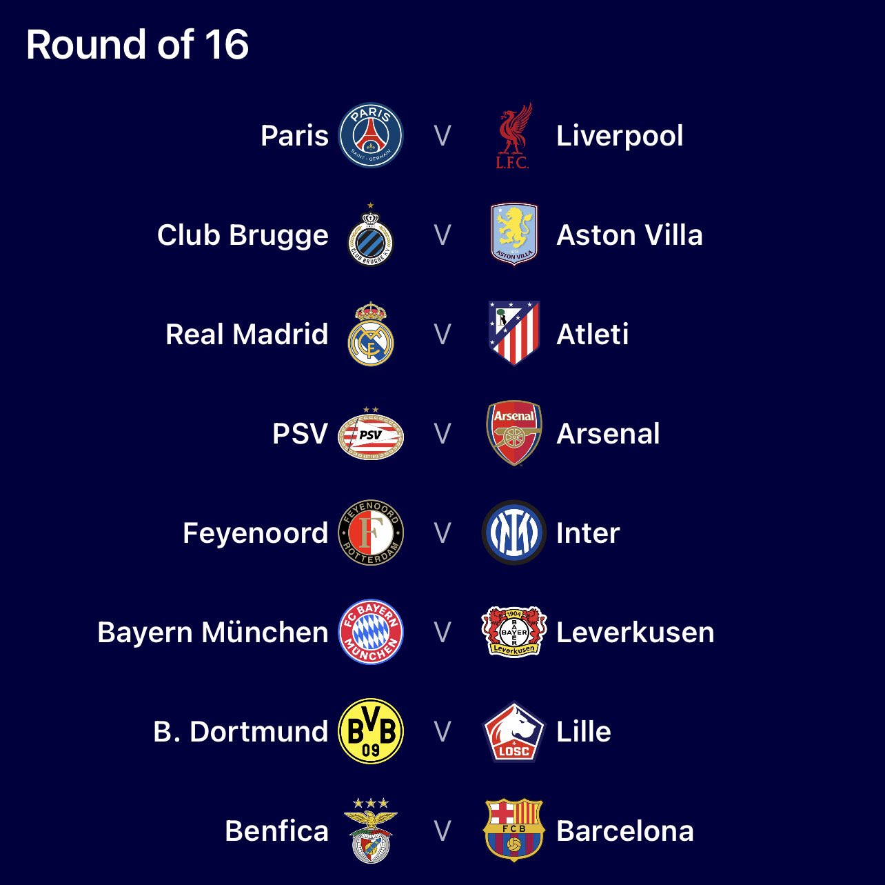 Champions League last 16 draw graphic