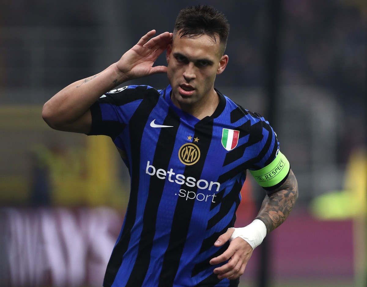 Lautaro Martinez celebrates a goal for Inter Milan