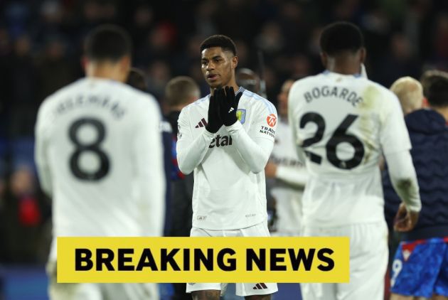 Marcus Rashford applauds the Aston Villa fans