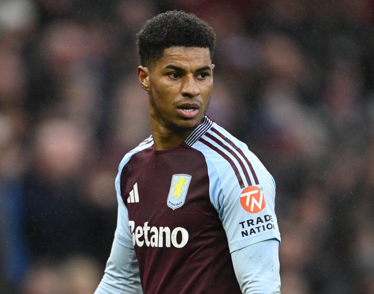 Marcus Rashford in action for Aston Villa against Ipswich