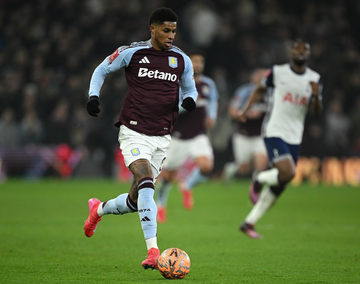 Marcus Rashford in action for Aston Villa