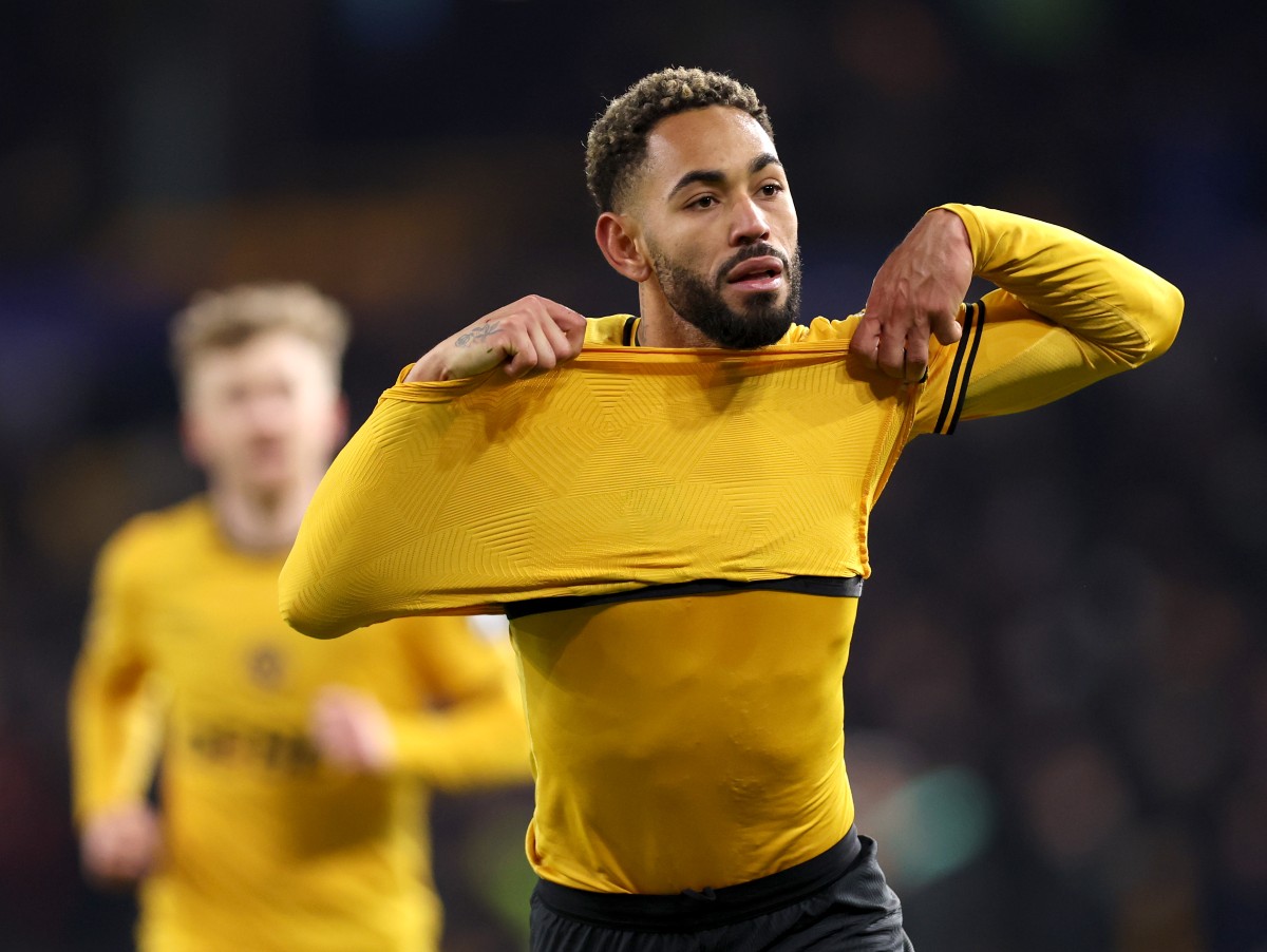 Matheus Cunha celebrates a goal for Wolves