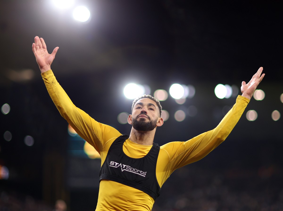 Matheus Cunha celebrates scoring for Wolves