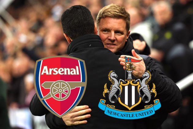 Mikel Arteta hugging Eddie Howe