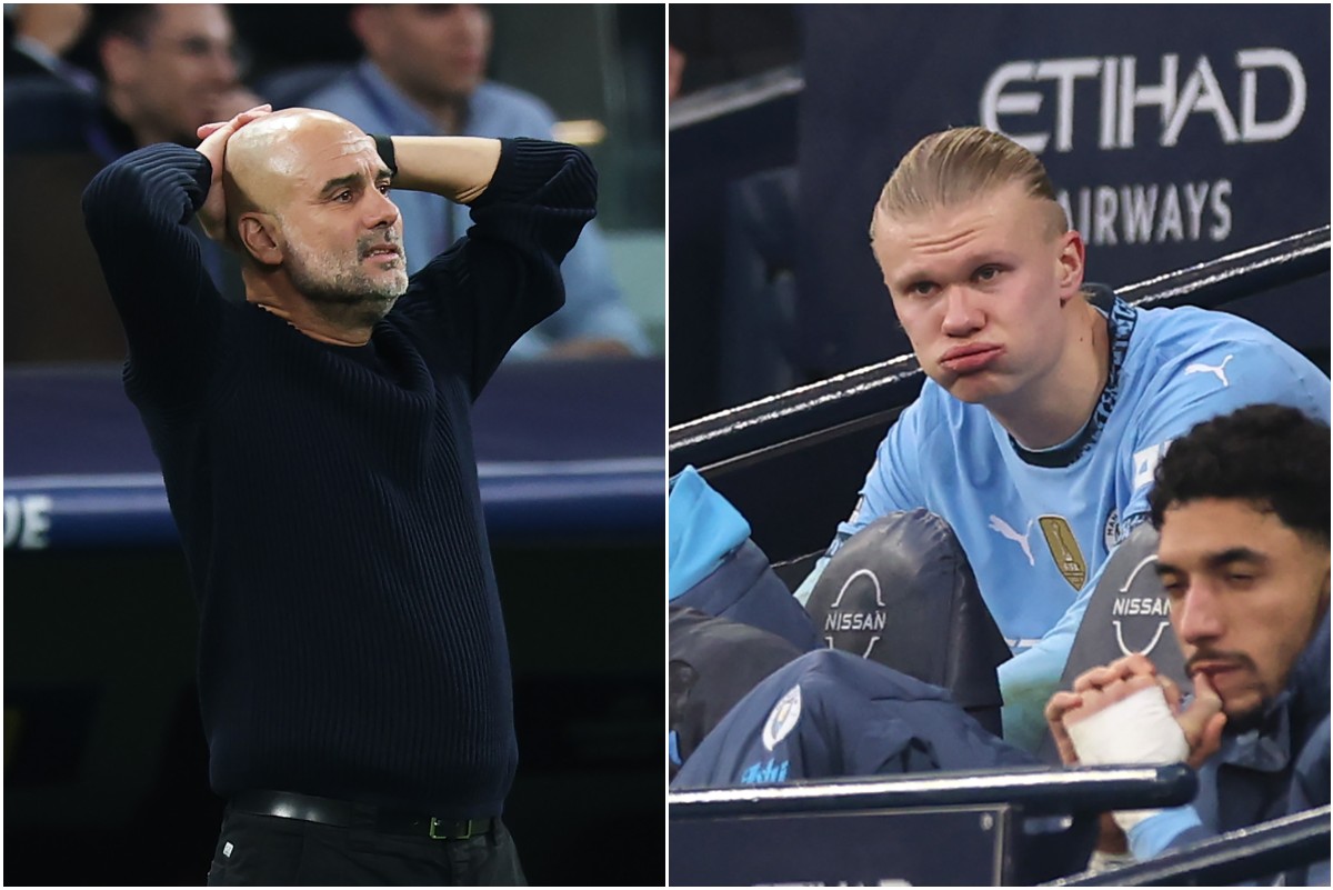 Pep Guardiola and Erling Haaland