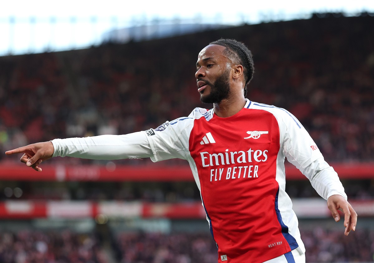 Raheem Sterling in action for Arsenal against West Ham