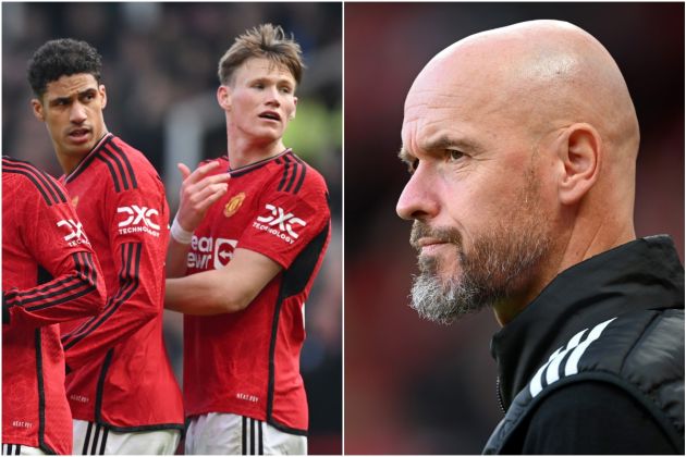 Raphael Varane, Scott McTominay and Erik ten Hag