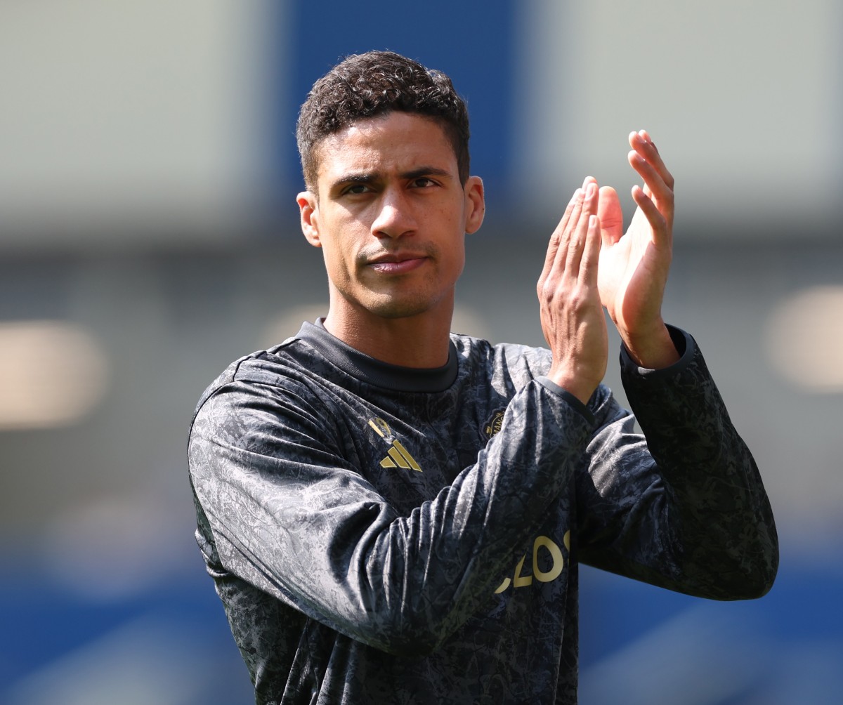 Raphael Varane applauding the Manchester United fans