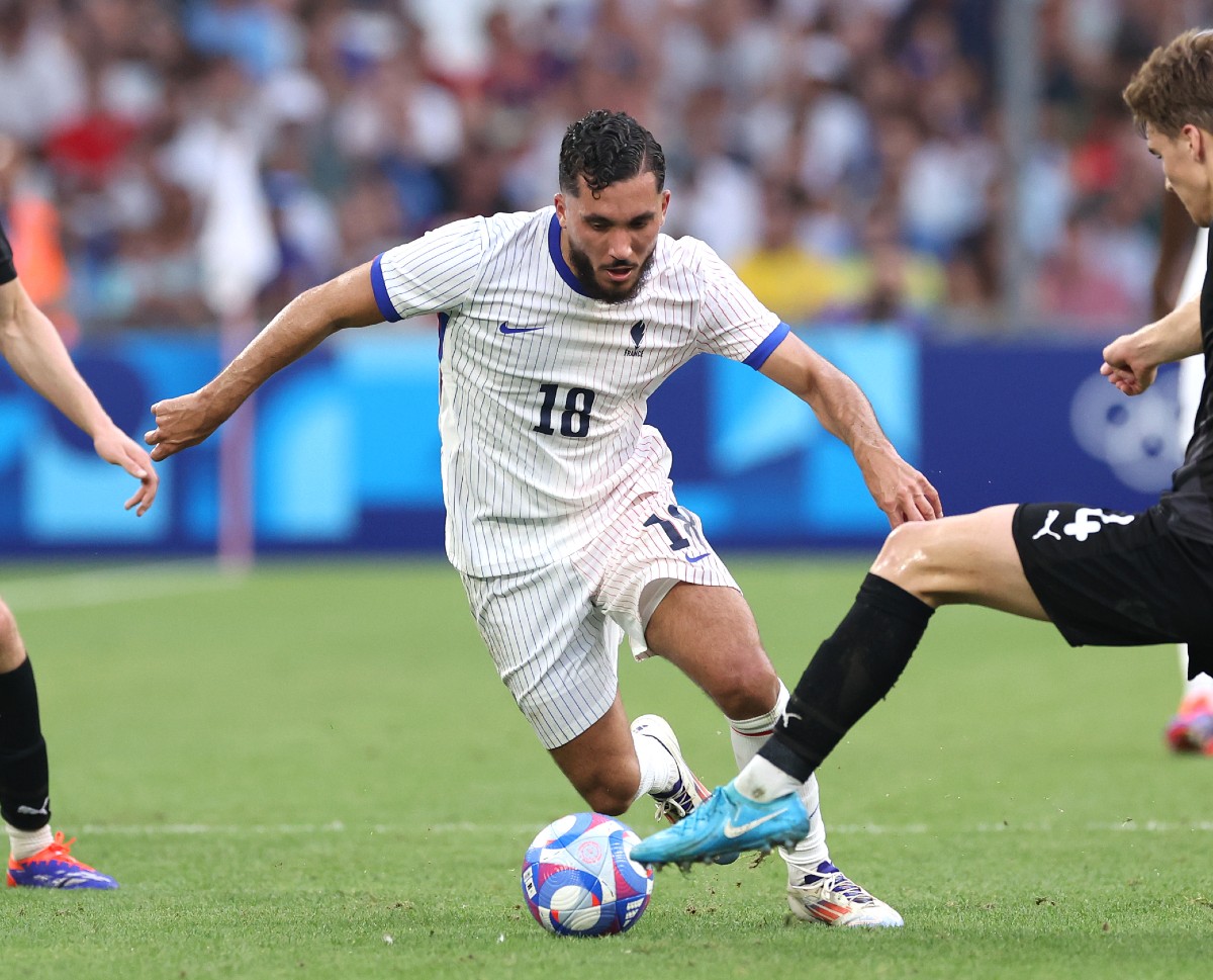 Rayan Cherki in action for France