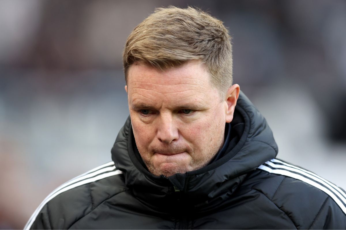 Eddie Howe, Manager of Newcastle United, looks on