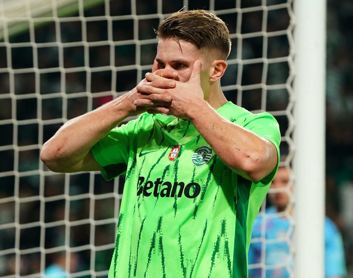 Viktor Gyokeres celebrates scoring for Sporting