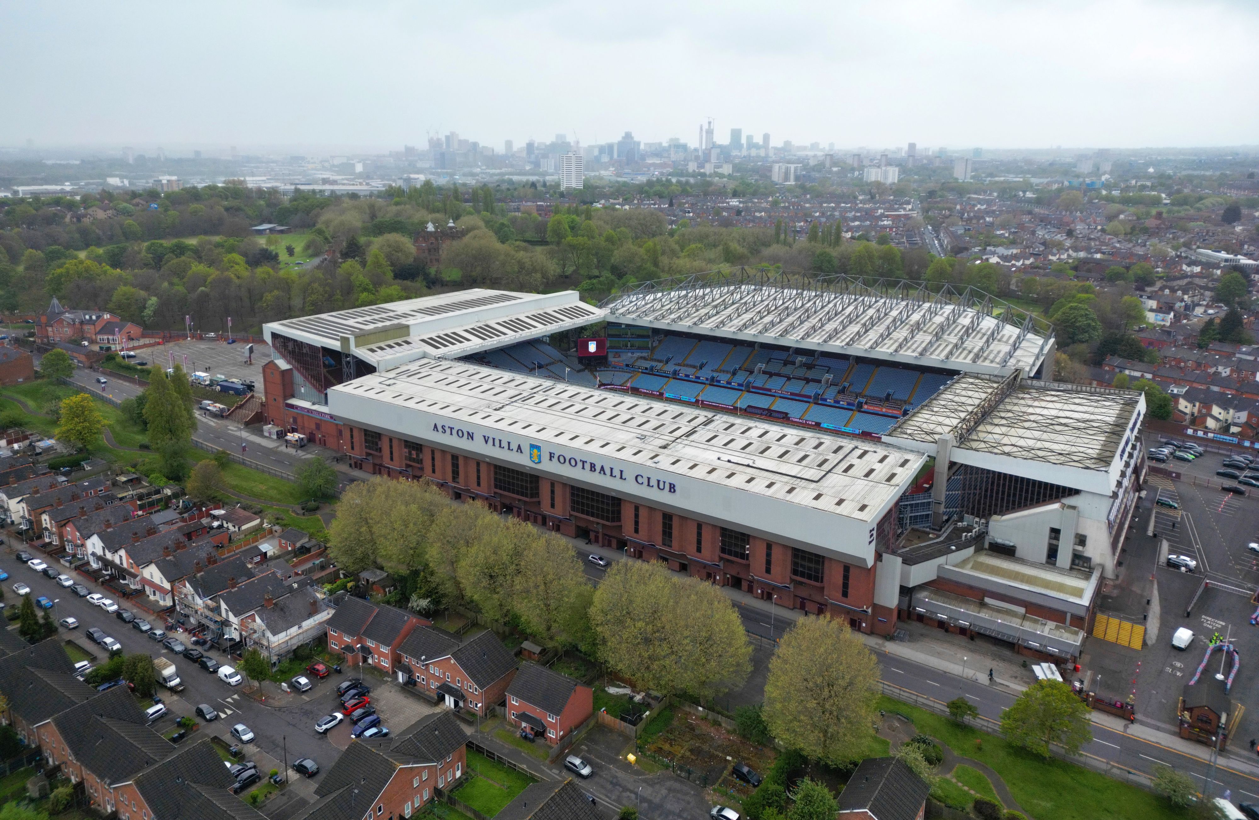 An aerial view of Villa Park