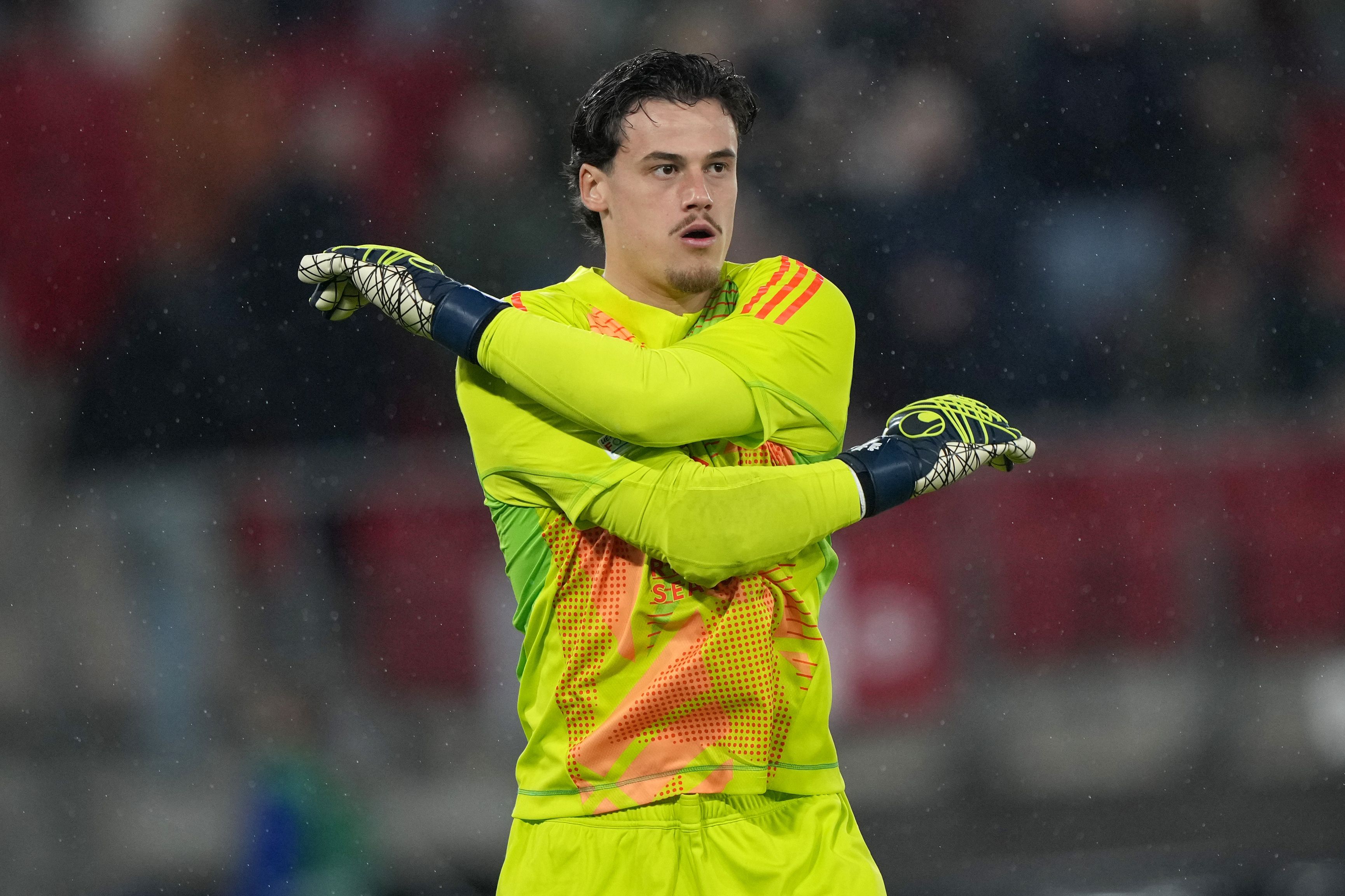 Mile Svilar of Roma looks on during a game