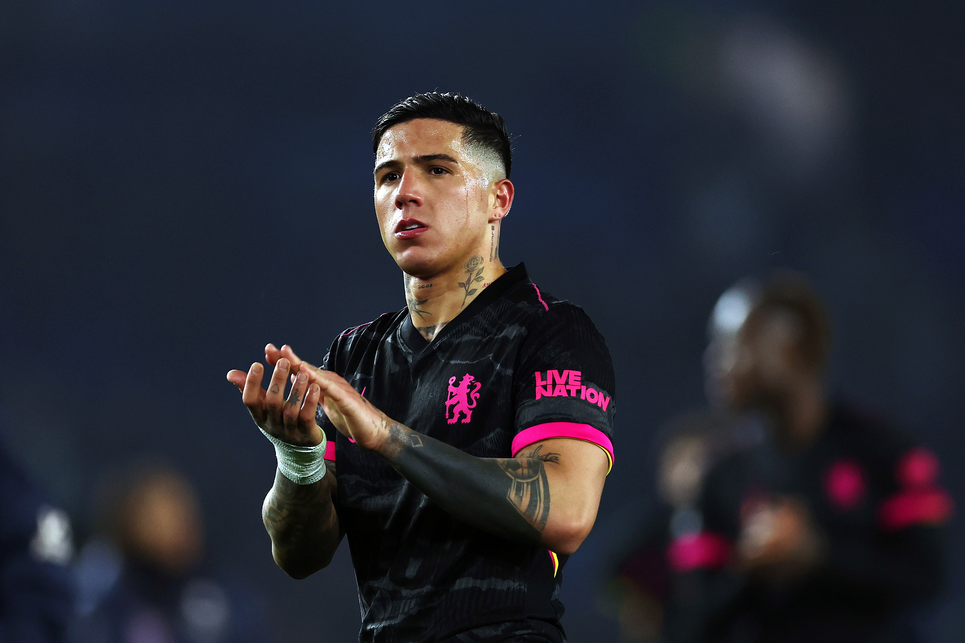 Enzo Fernandez of Chelsea applauds the fans