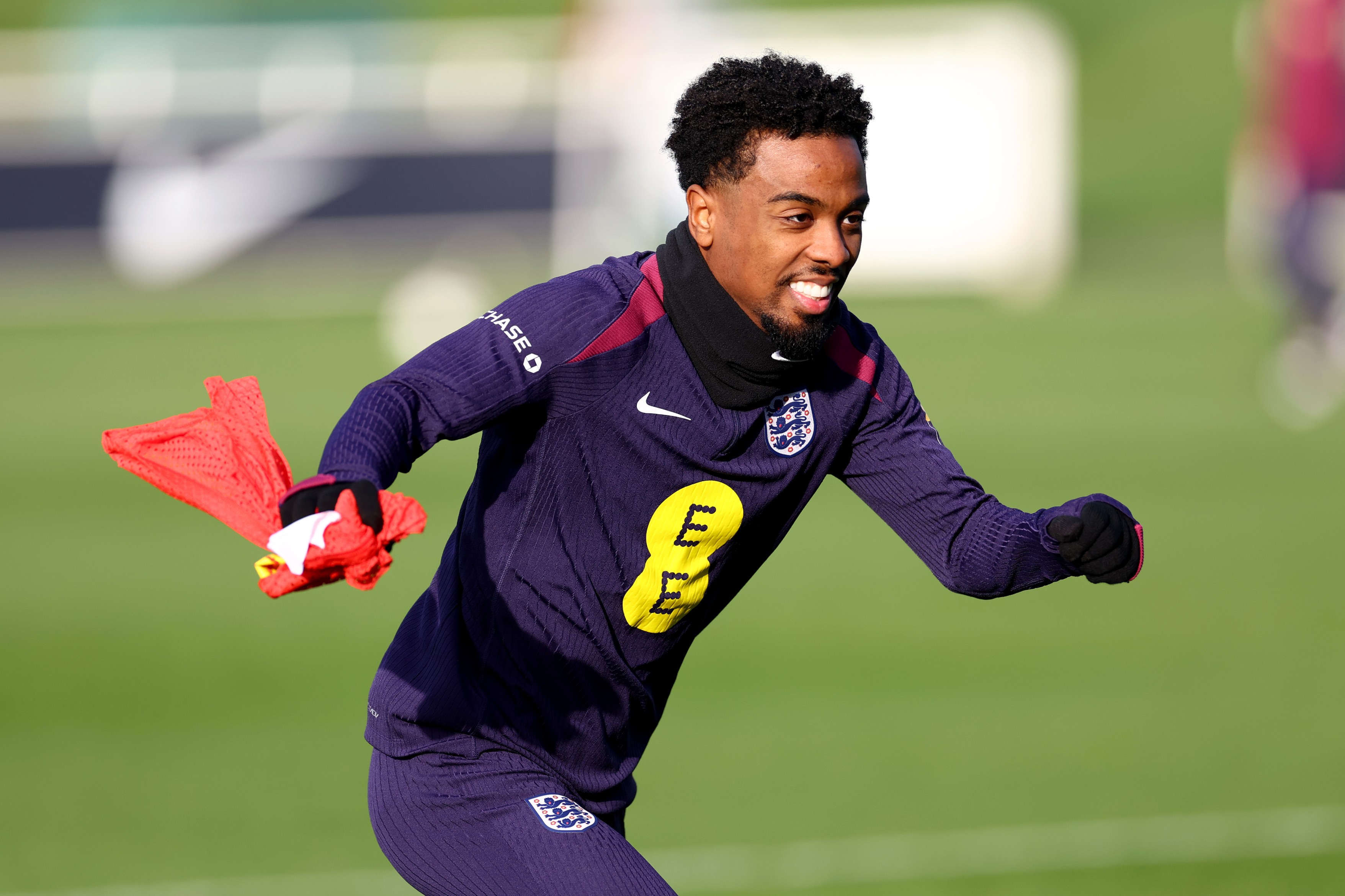 Angel Gomes from England runs during training