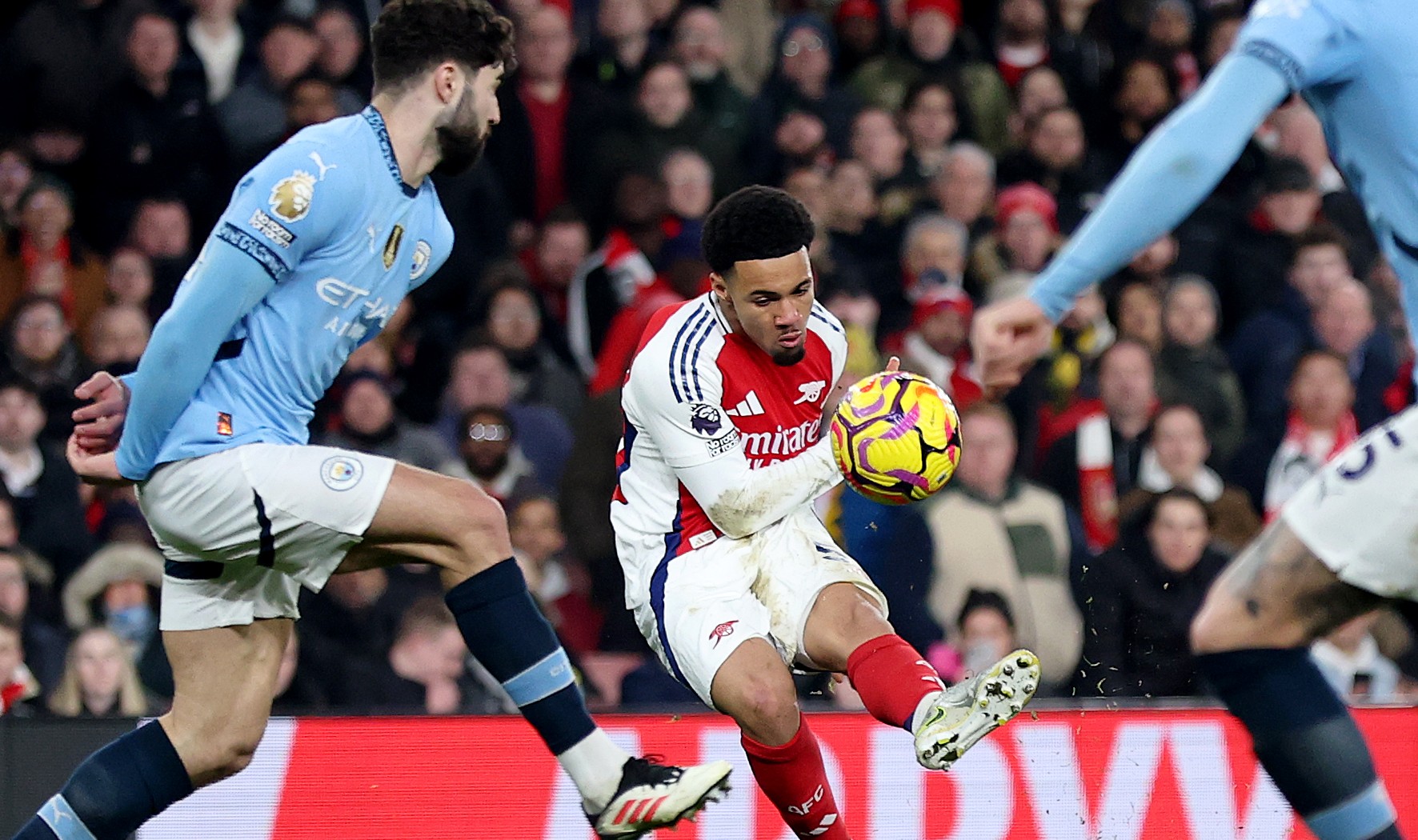 Ethan Nwaneri of Arsenal scores his team's fifth goal