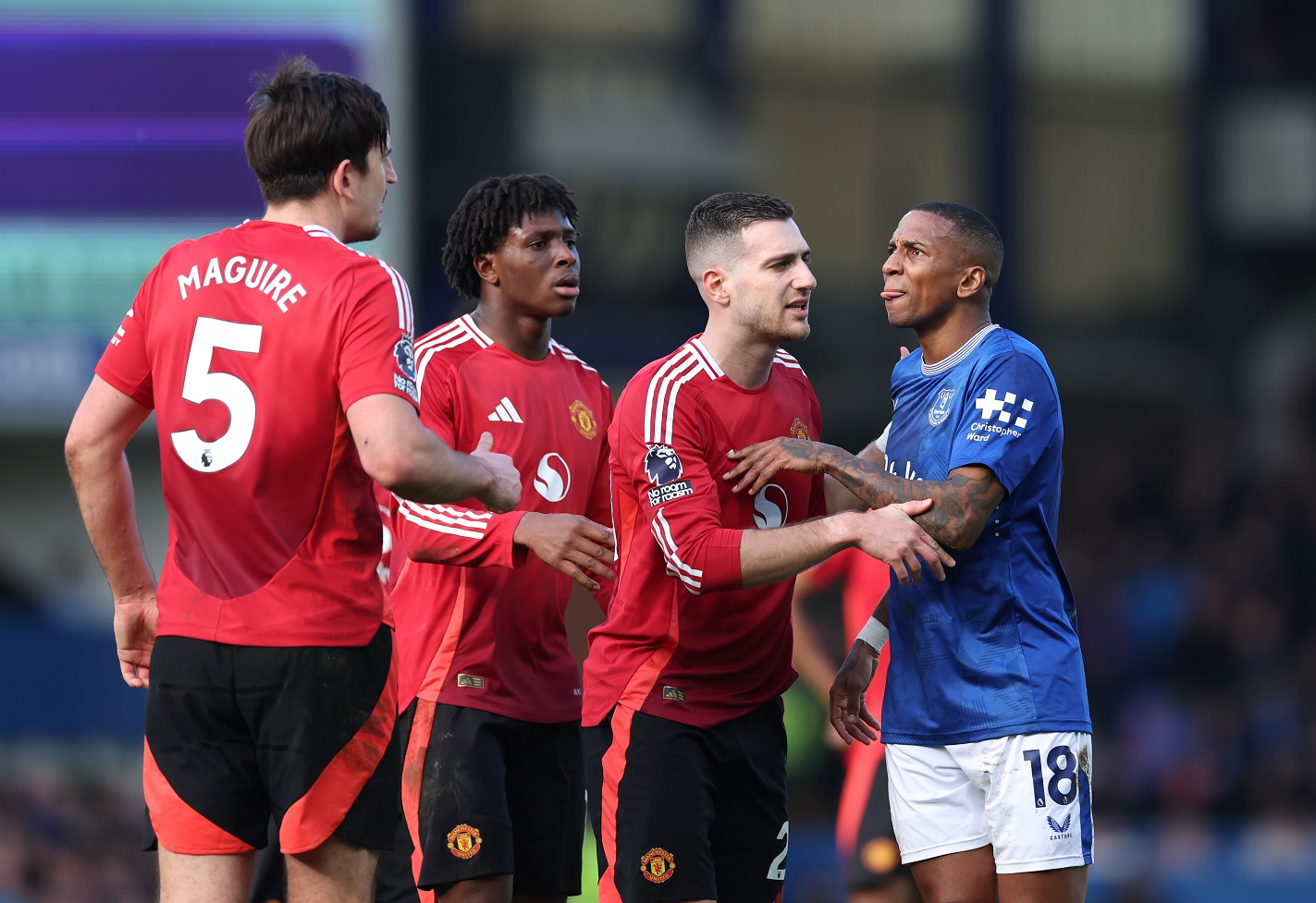 Man United players with Everton star Ashley Young