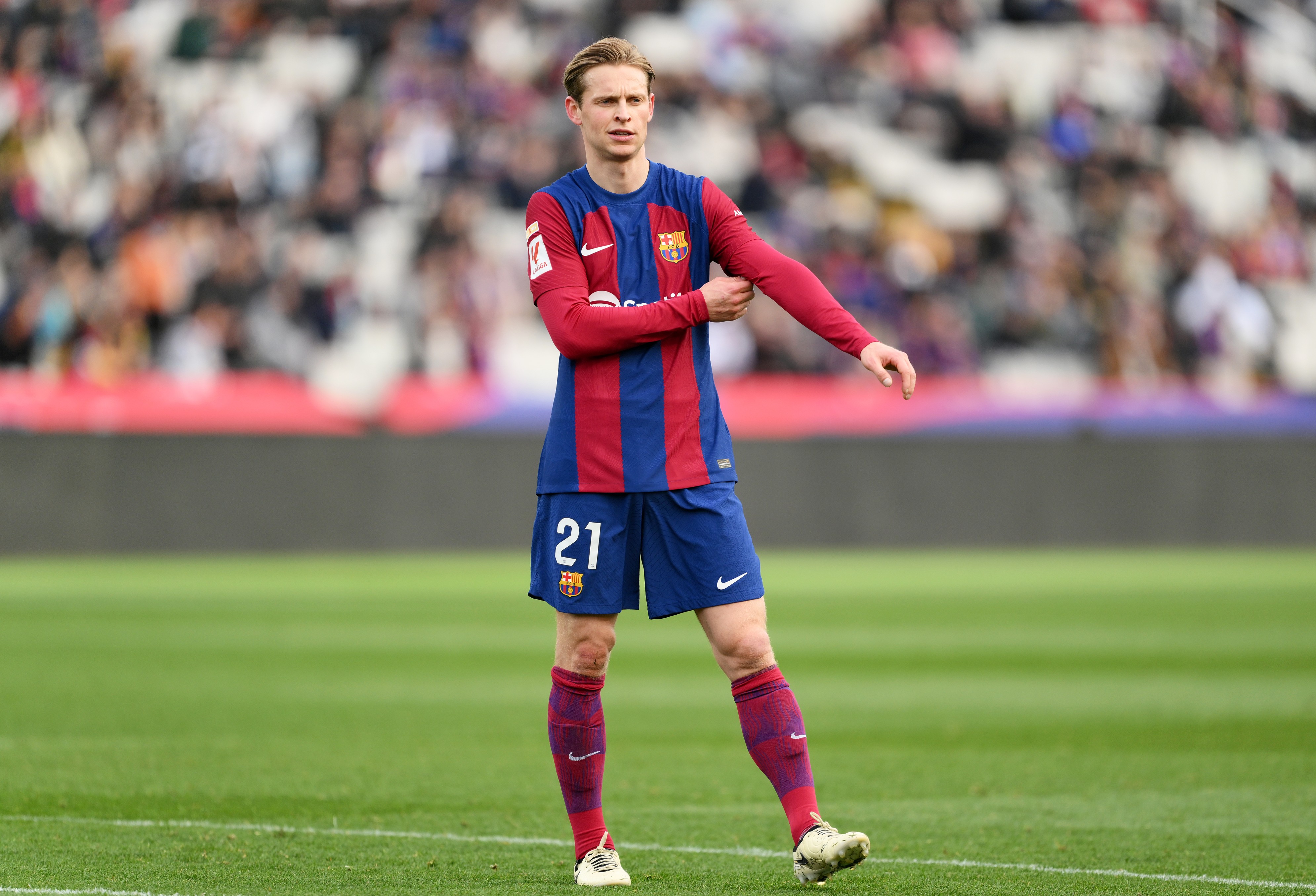 Frenkie de Jong of FC Barcelona looks on during a match against Getafe CF