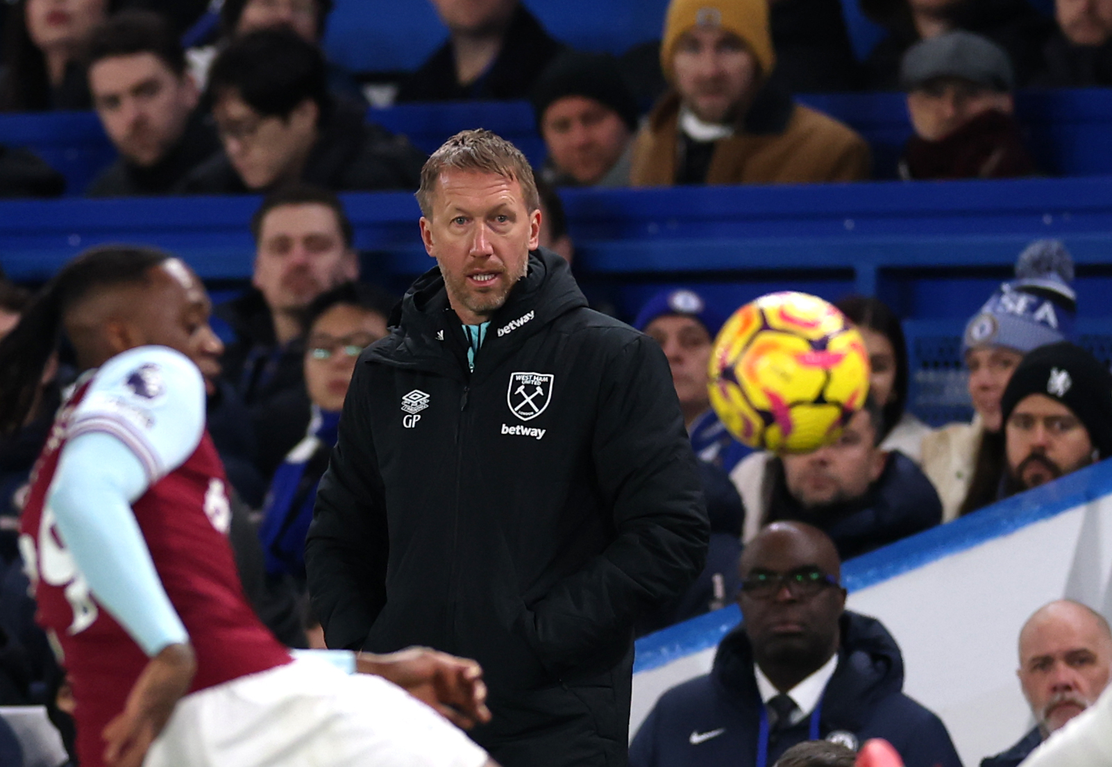 Graham Potter, main coach of West Ham United, look