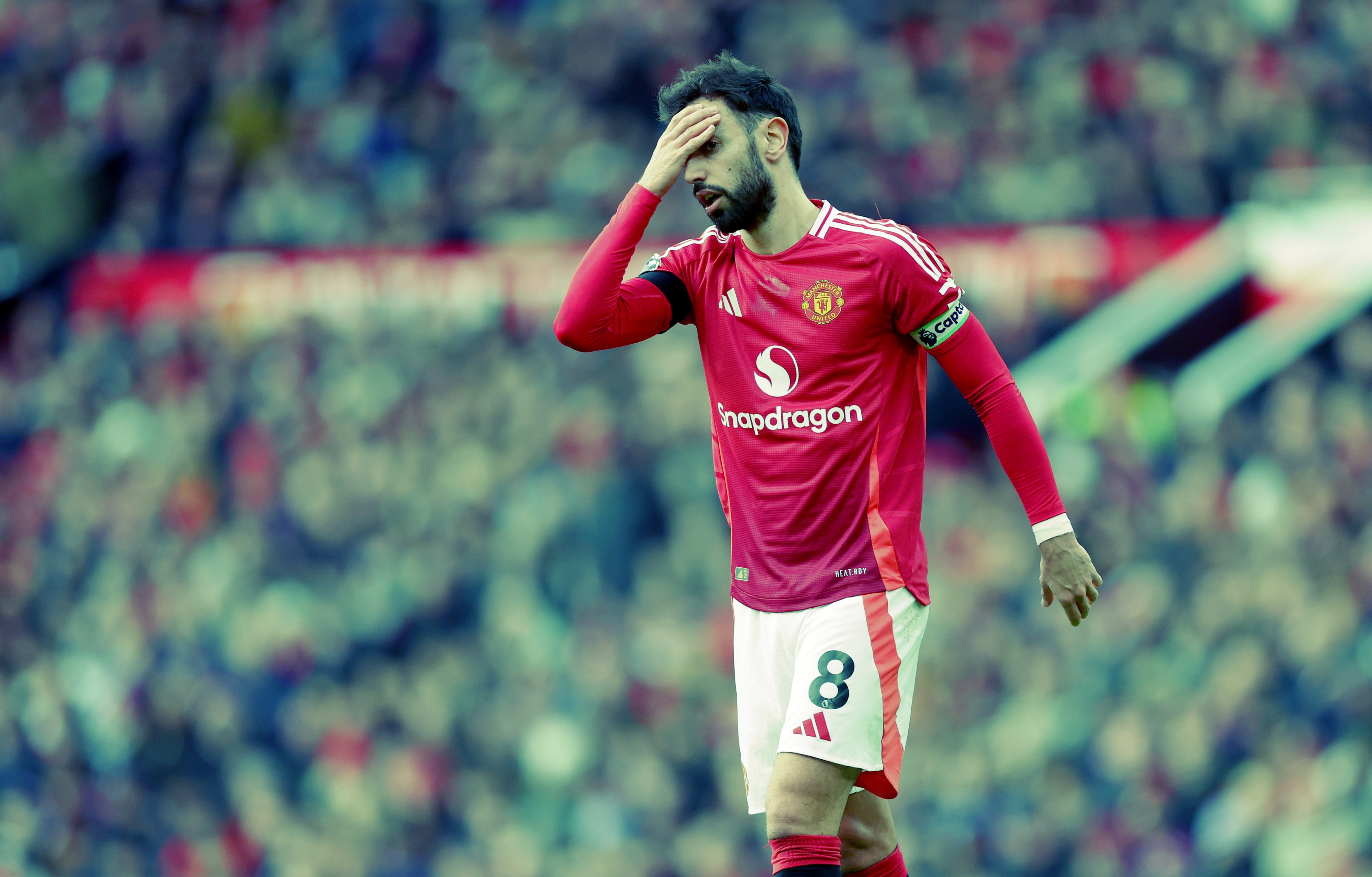 Bruno Fernandes of Manchester United reacts