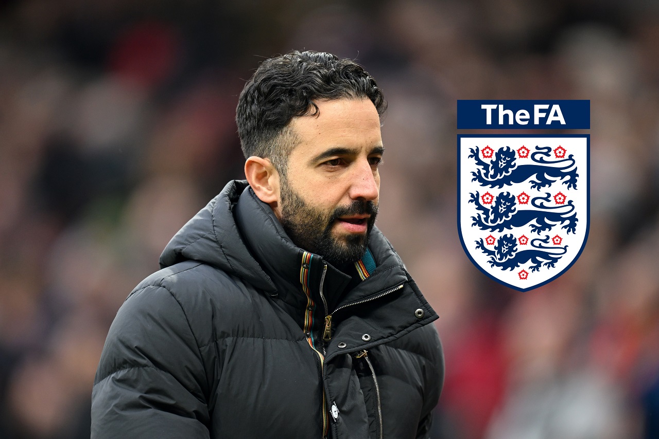 Man United manager Ruben Amorim with England badge