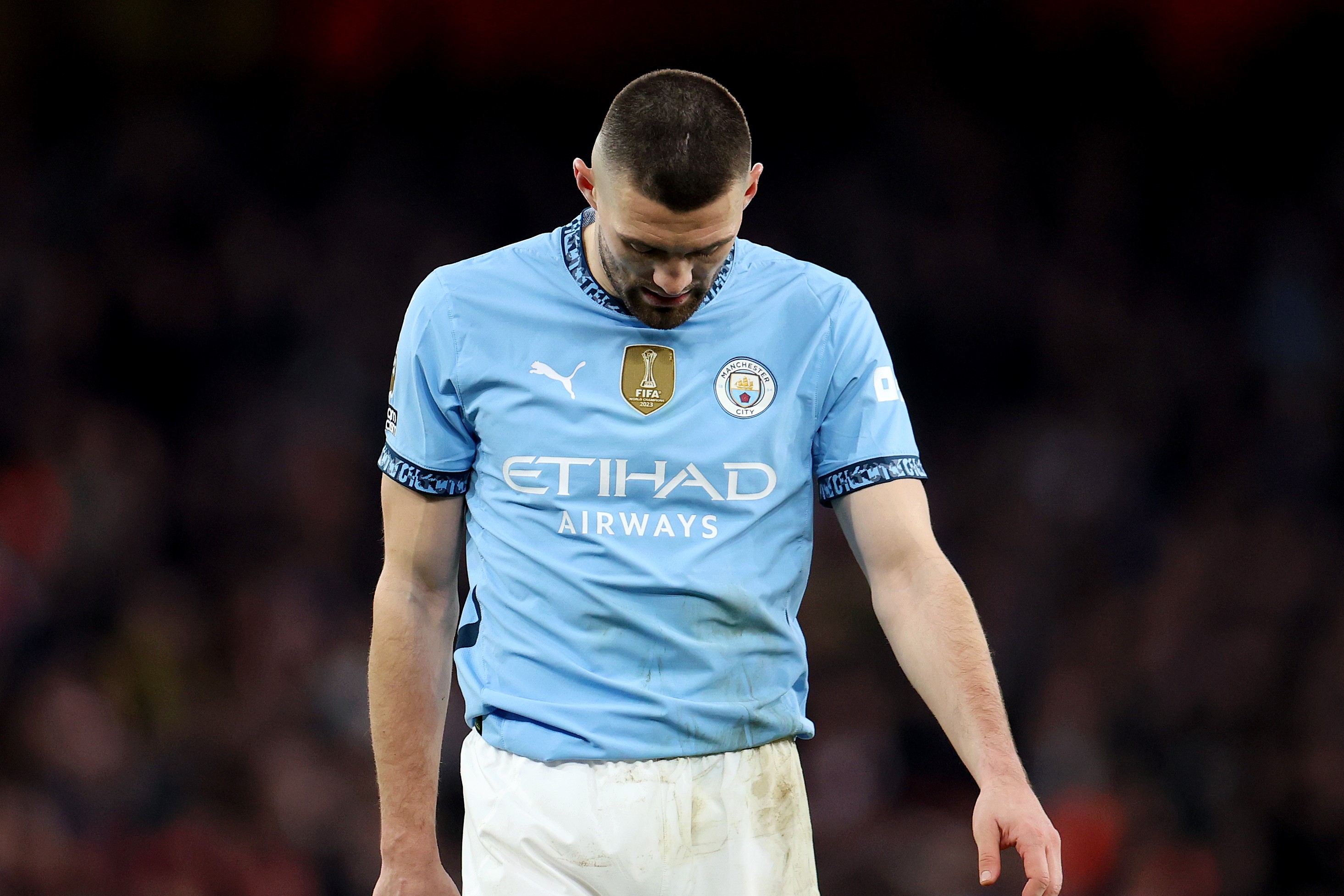 Mateo Kovacic of Manchester City looks dejected