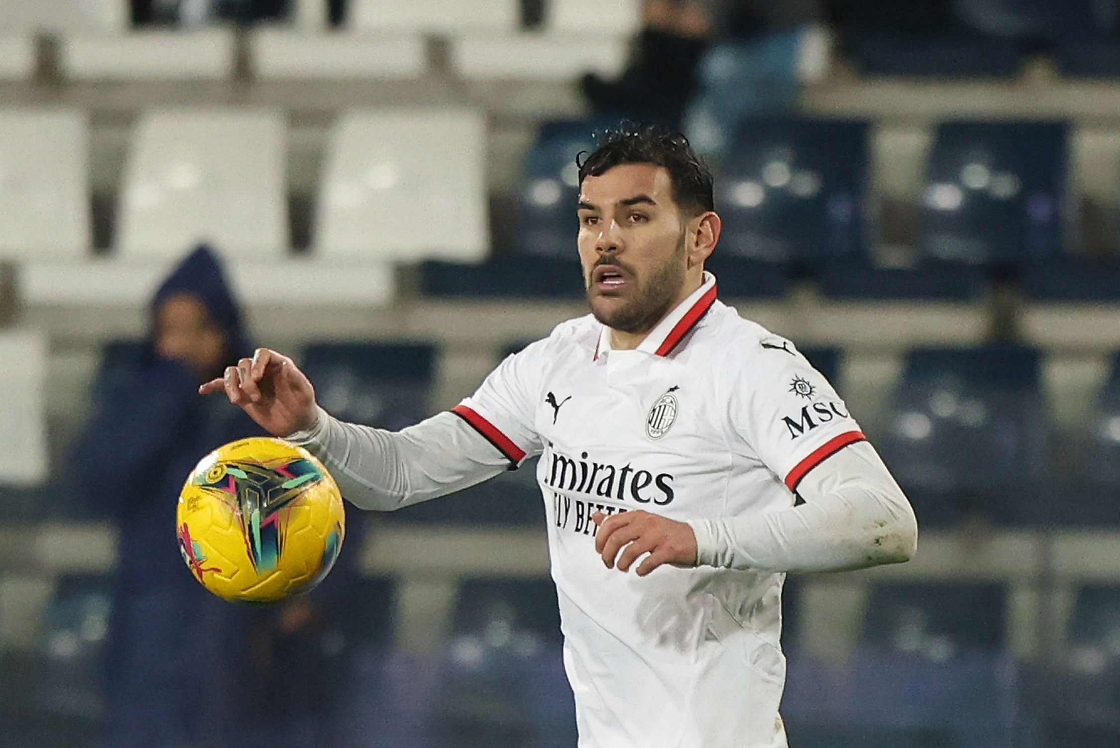 Theo Hernandez of AC Milan in action during the Serie A match against Empoli