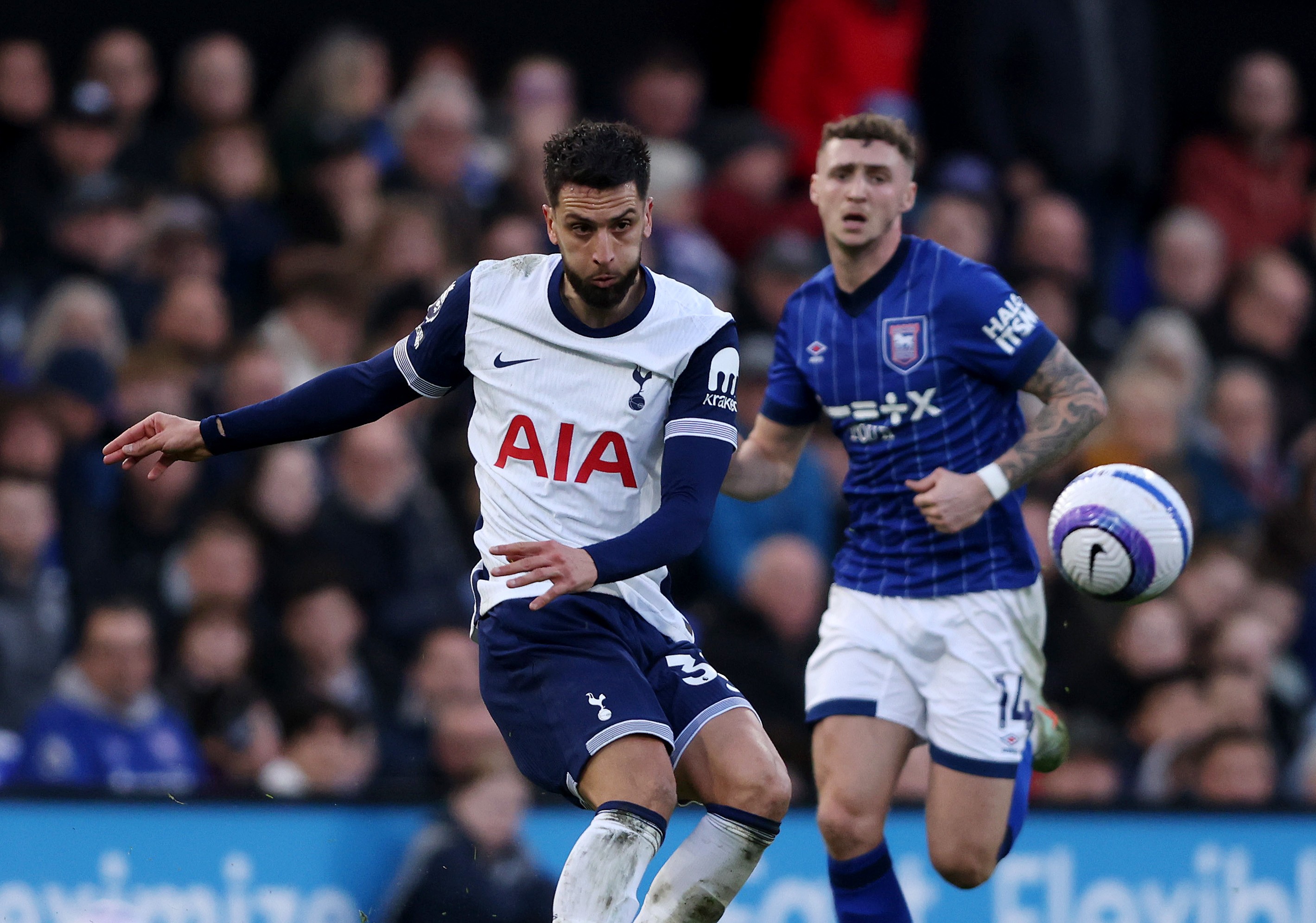 Tottenham Hotspur's Rodrigo Bentancur is under pressure