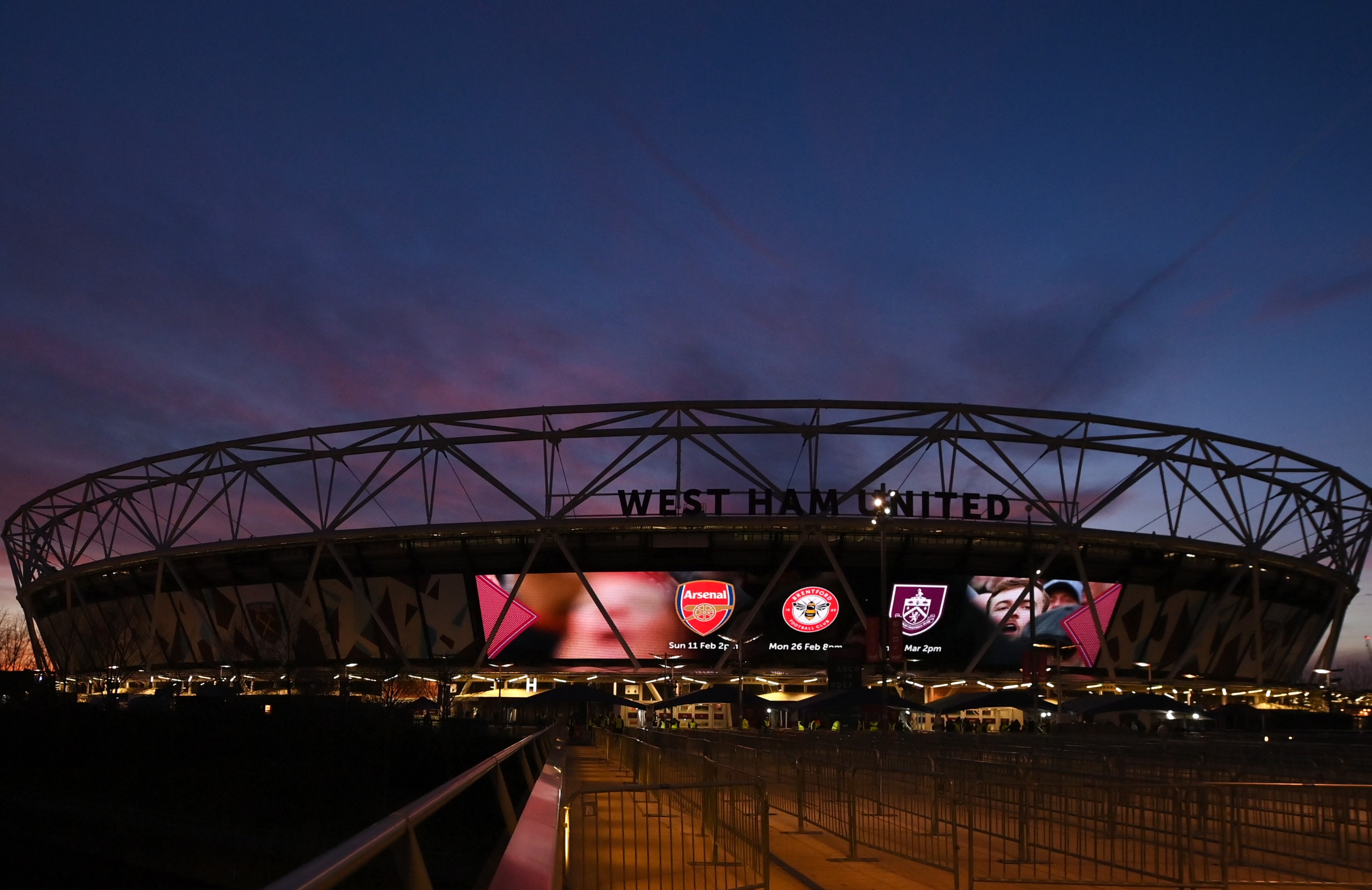 An overview as the Sun is put on the London stadium