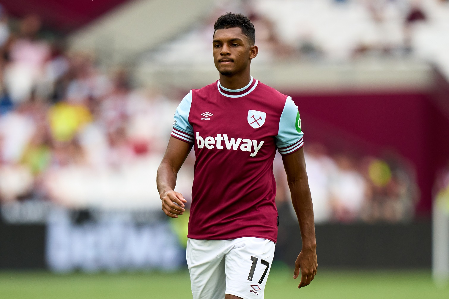 West Ham United striker Luis Guilherme in action