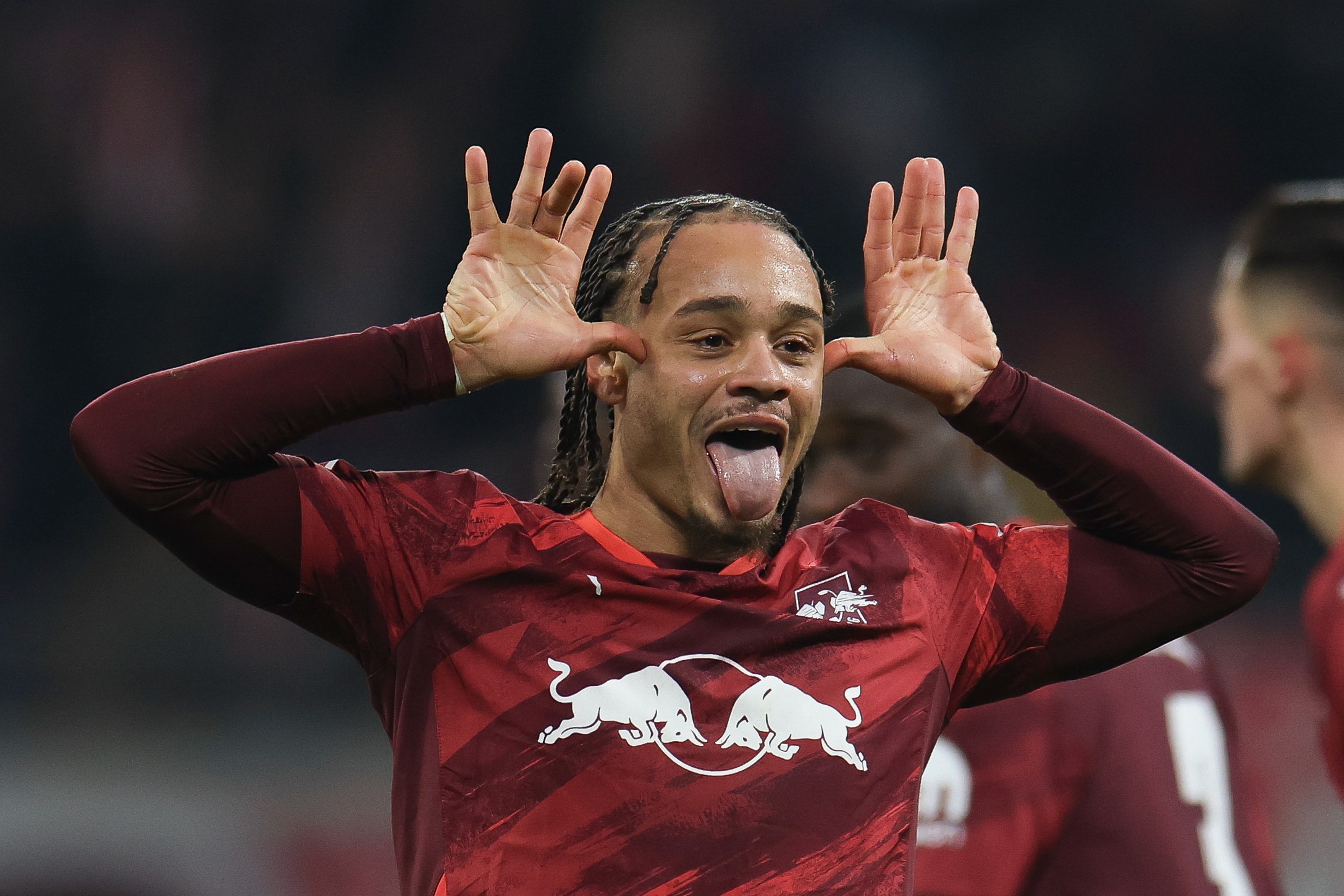 Xavi Simons of RB Leipzig celebrates