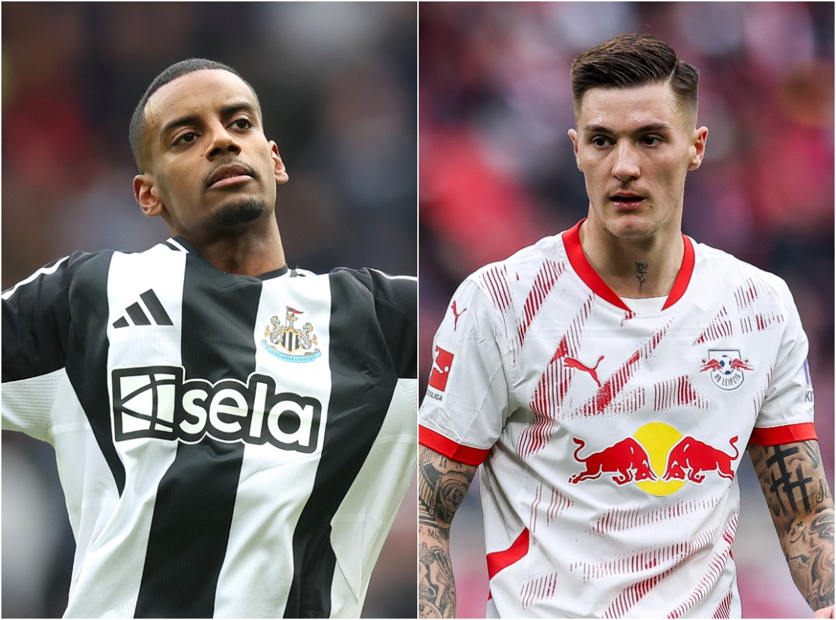 Alexander Isak of Newcastle and Benjamin Sesko of RB Leipzig