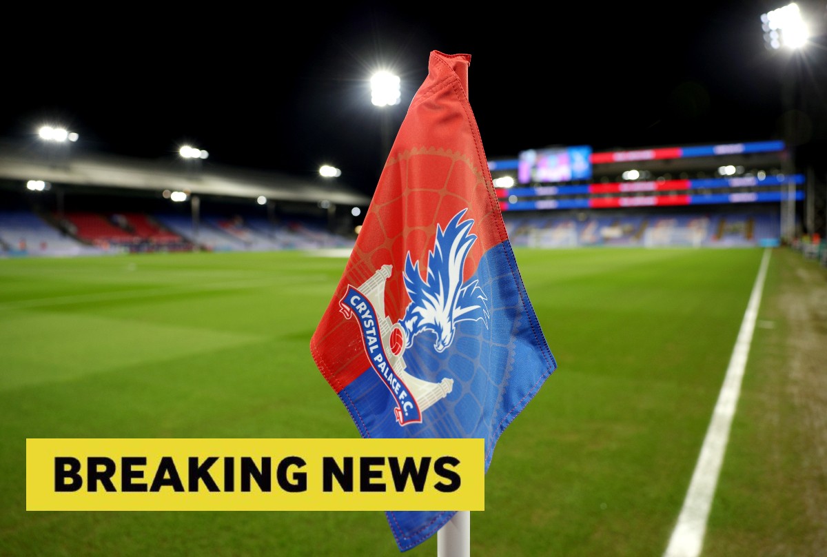 Crystal Palace corner flag and breaking news banner