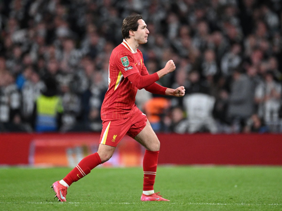 Federico Chiesa celebrates scoring for Liverpool vs Newcastle