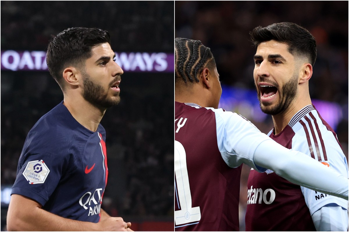 Marco Asensio in action for PSG and Aston Villa