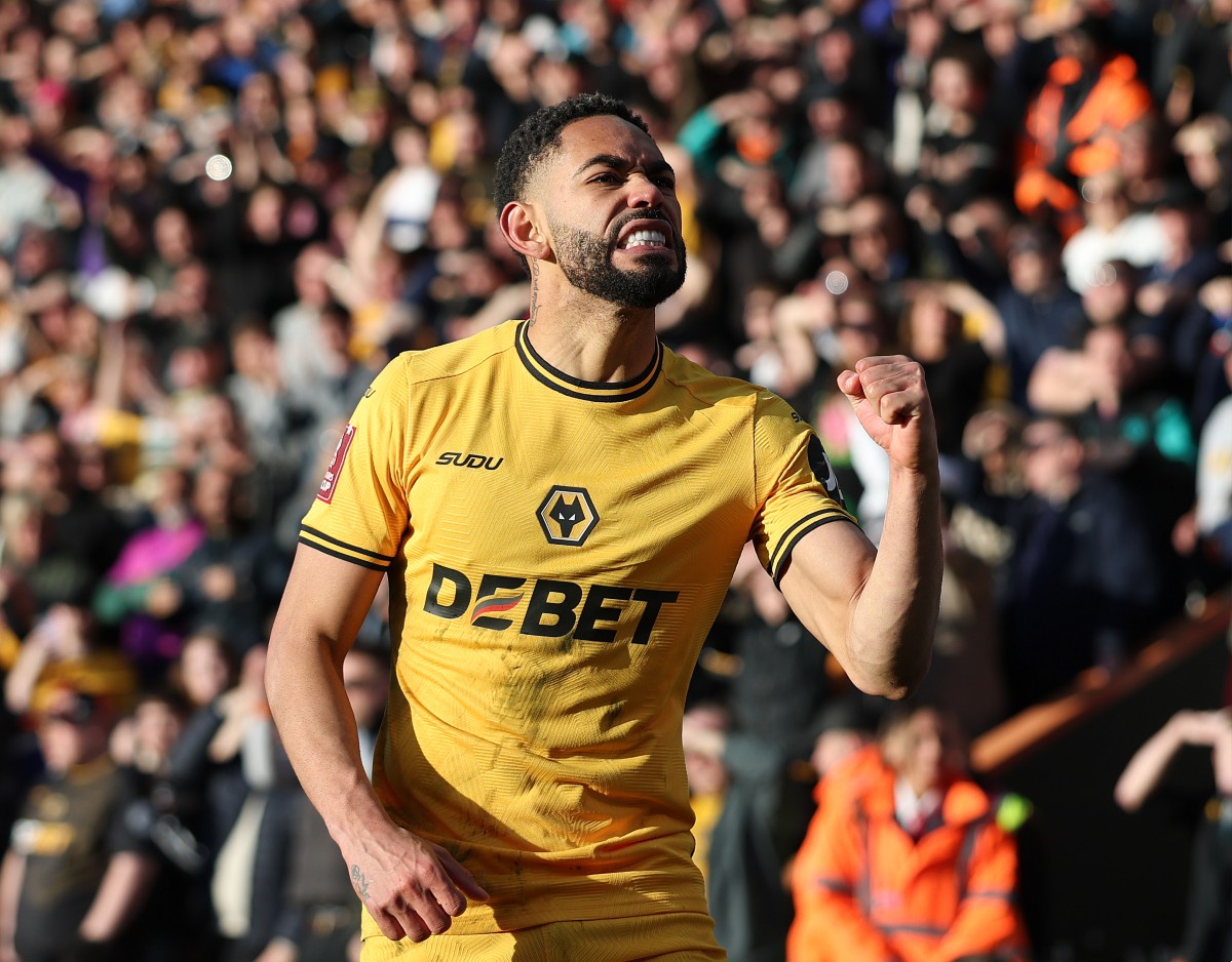 Matheus Cunha celebrates a goal for Wolves vs Bournemouth